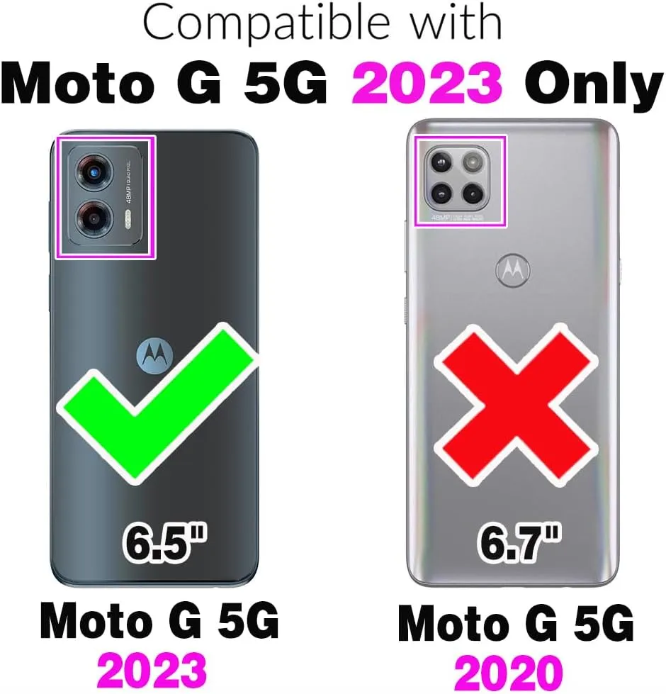 Asuwish Phone Case for Motorola Moto G 5G 2023 Zipper Wallet Magnetic Detachable Cell Cover with Tempered Glass Screen Protector Crossbody Lanyard Strap Flip Card Holder Slot G5G G5 Women Girls Red