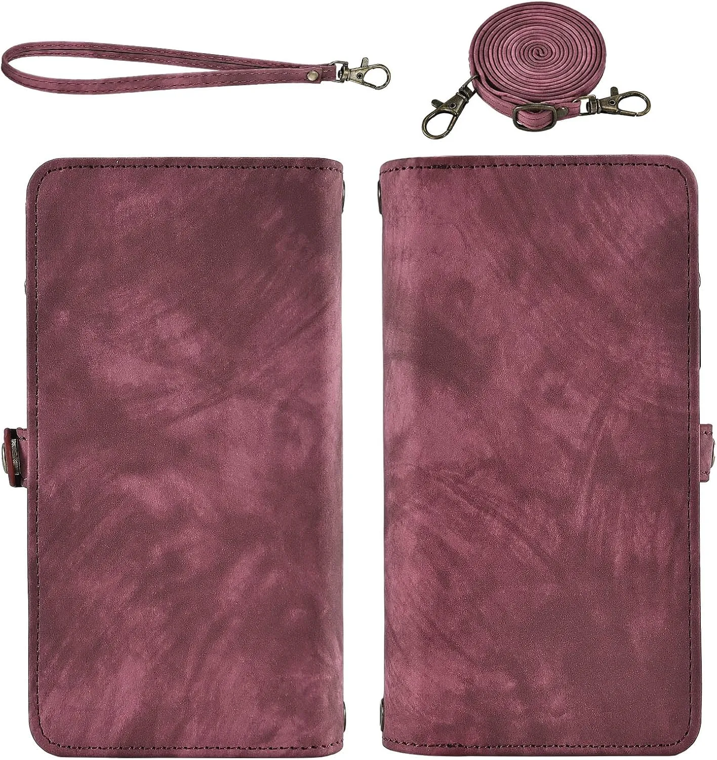 Asuwish Phone Case for Motorola Moto G 5G 2023 Zipper Wallet Magnetic Detachable Cell Cover with Tempered Glass Screen Protector Crossbody Lanyard Strap Flip Card Holder Slot G5G G5 Women Girls Red