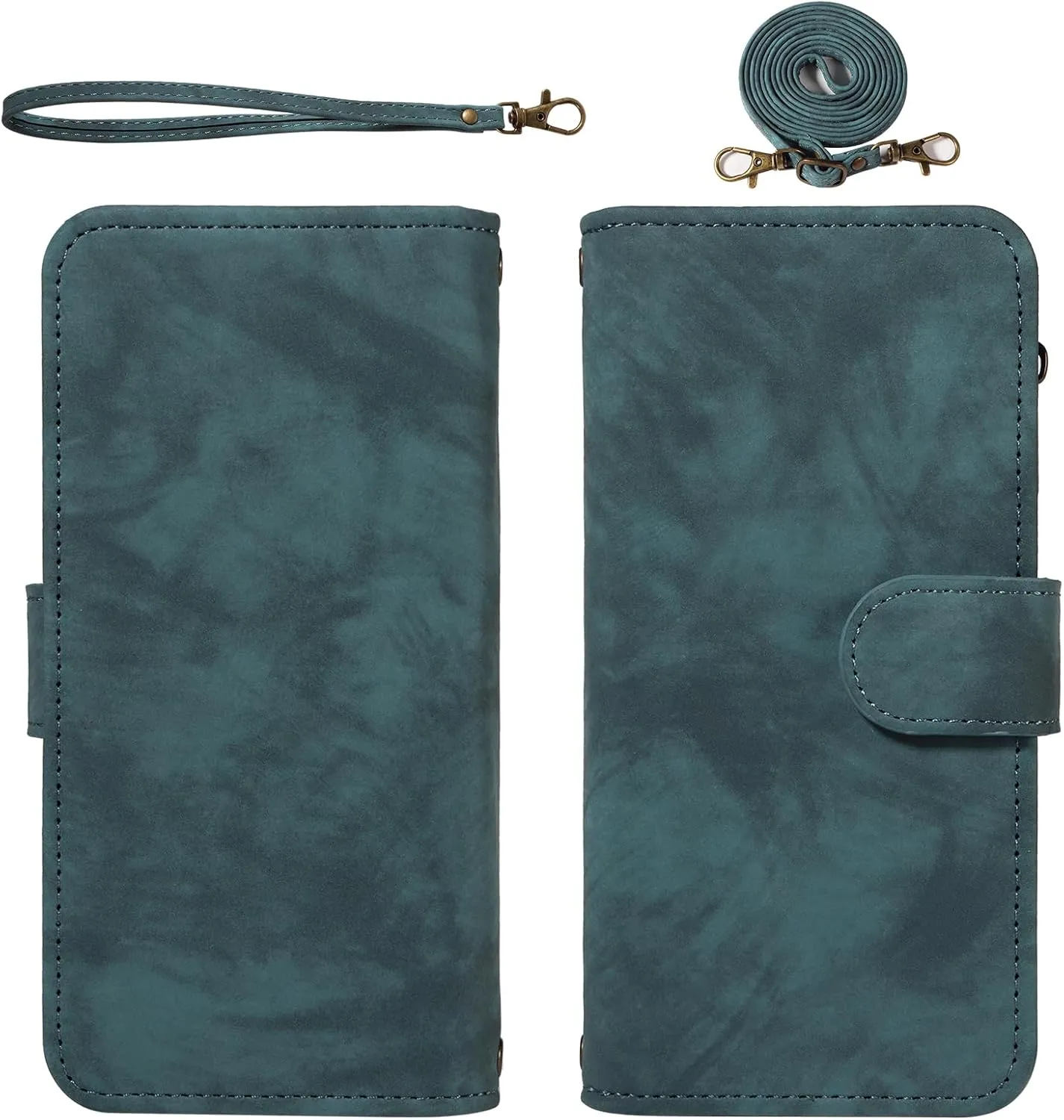 Asuwish Phone Case for Motorola Moto G 5G 2024 Zipper Wallet Magnetic Cell Cover with Tempered Glass Screen Protector Crossbody Wrist Strap Flip Credit Card Holder Purse Slot G5G G5 Women Girls Blue