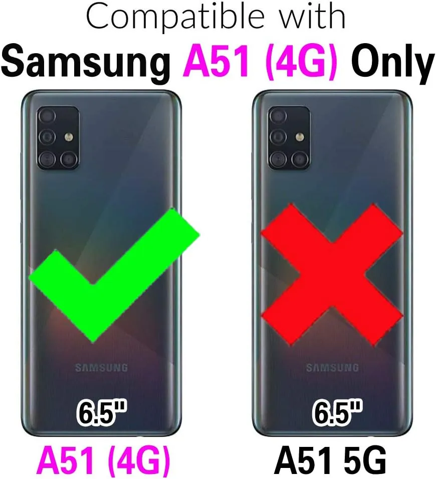 Asuwish Phone Case for Samsung Galaxy A51 4G Zipper Wallet Detachable Cell Cover with Tempered Glass Screen Protector Crossbody Strap Flower Flip Card Holder A 51 M40S 51A A515F S51 Women Girls Blue