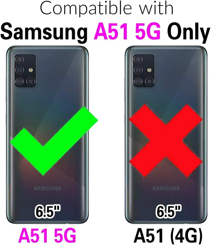 Asuwish Phone Case for Samsung Galaxy A51 5G/A 51 5G UW Verizon Zipper Wallet Detachable Cell Cover with Tempered Glass Screen Protector Crossbody Lanyard Strap Flip Card Holder 51A G5 S51 Women Black