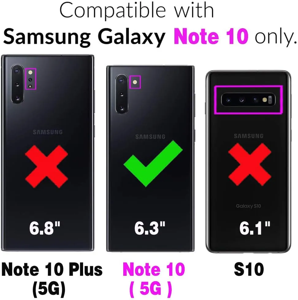 Asuwish Phone Case for Samsung Galaxy Note 10 5G Zipper Wallet Detachable Cell Cover with Tempered Glass Screen Protector Crossbody Strap Flower Card Holder Note10 Notes 10s Ten Not S10 Women Purple