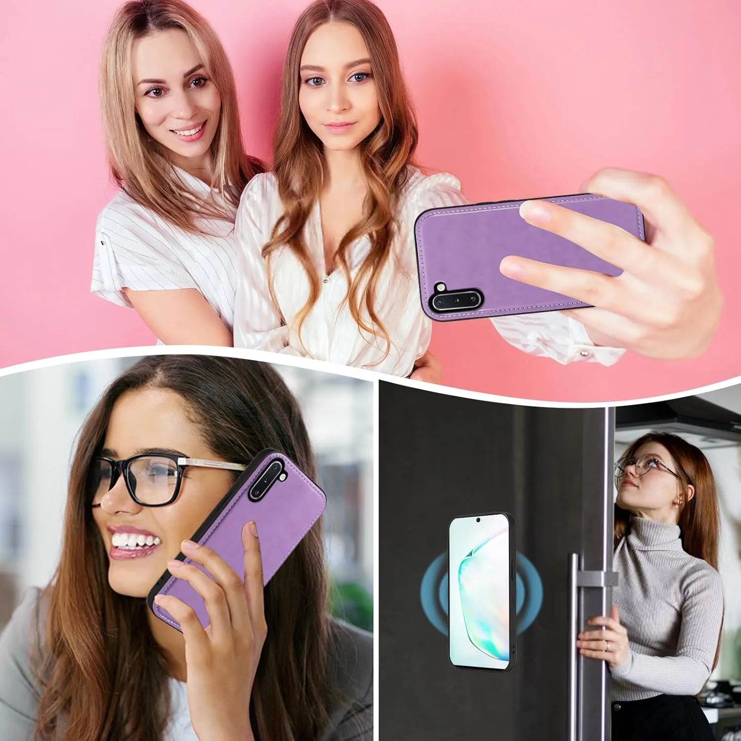 Asuwish Phone Case for Samsung Galaxy Note 10 5G Zipper Wallet Detachable Cell Cover with Tempered Glass Screen Protector Crossbody Strap Flower Card Holder Note10 Notes 10s Ten Not S10 Women Purple