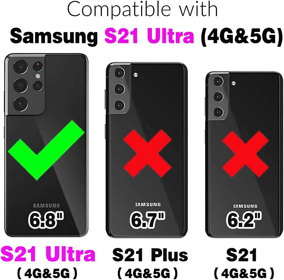 Asuwish Phone Case for Samsung Galaxy S21 Ultra 5G Zipper Wallet Detachable Cell Cover with Tempered Glass Screen Protector Strap Glitter Flip Card Holder Slot S21ultra 21S S 21 21ultra G5 Women White