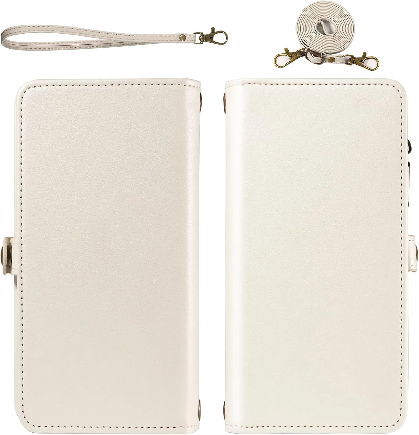 Asuwish Phone Case for Samsung Galaxy S23 Ultra 5G Zipper Wallet Detachable Cover with Screen Protector Crossbody Lanyard Strap Flip Card Holder Slot S23Ultra 23S S 23 23Ultra 6.8 inch White