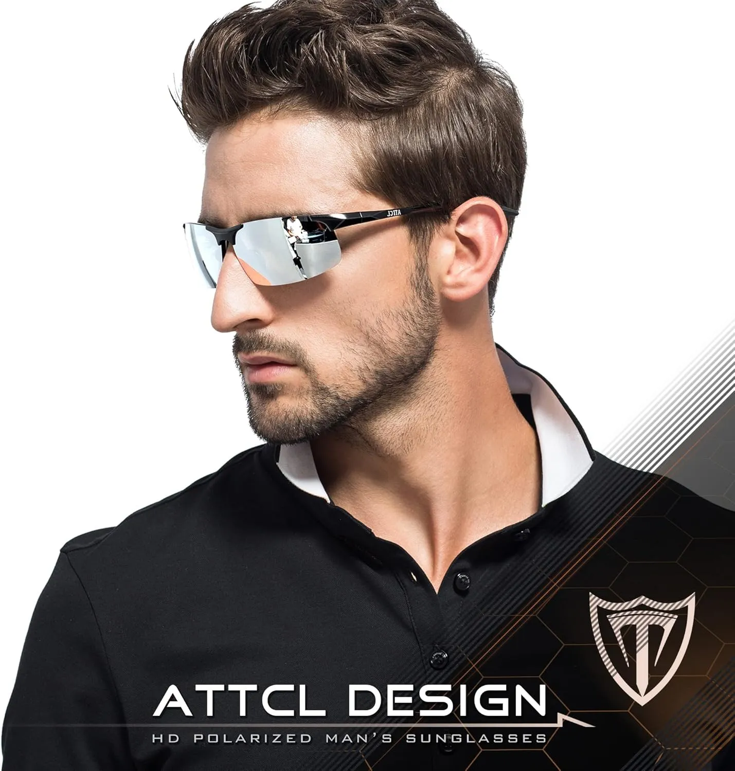 ATTCL Men's Fashion Driving Polarized Sunglasses for Men - Al-Mg metal Ultralight Frame
