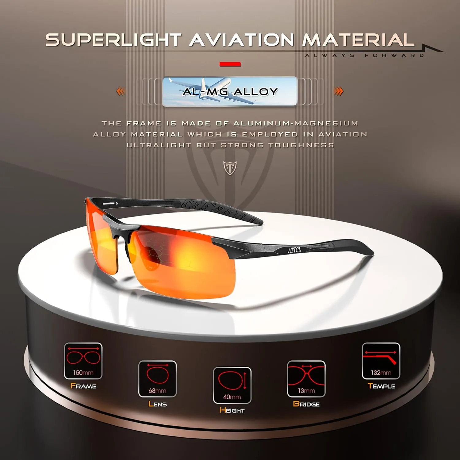 ATTCL Men's Fashion Driving Polarized Sunglasses for Men - Al-Mg metal Ultralight Frame
