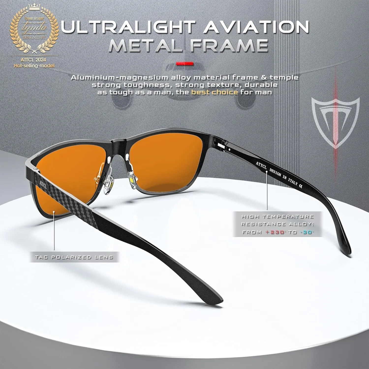 ATTCL Men's Retro Metal Frame Driving Polarized Sunglasses For Men Sun glasses