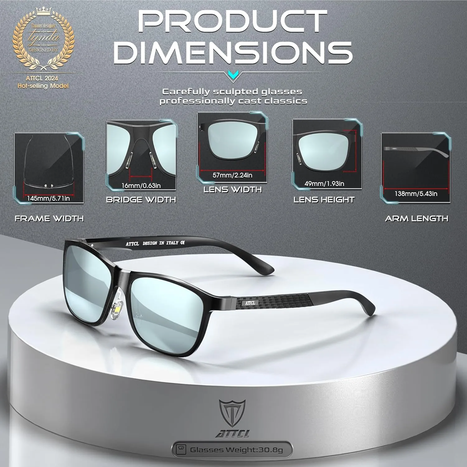 ATTCL Men's Retro Metal Frame Driving Polarized Sunglasses For Men Sun glasses