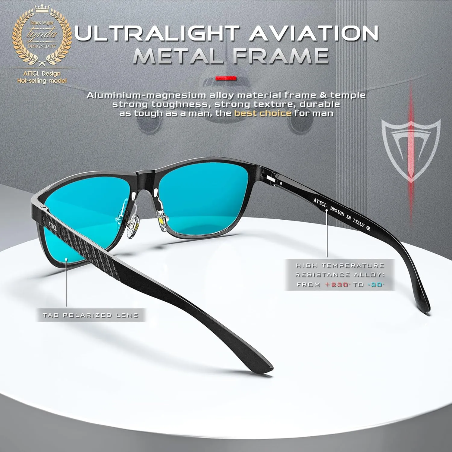 ATTCL Men's Retro Metal Frame Driving Polarized Sunglasses For Men Sun glasses
