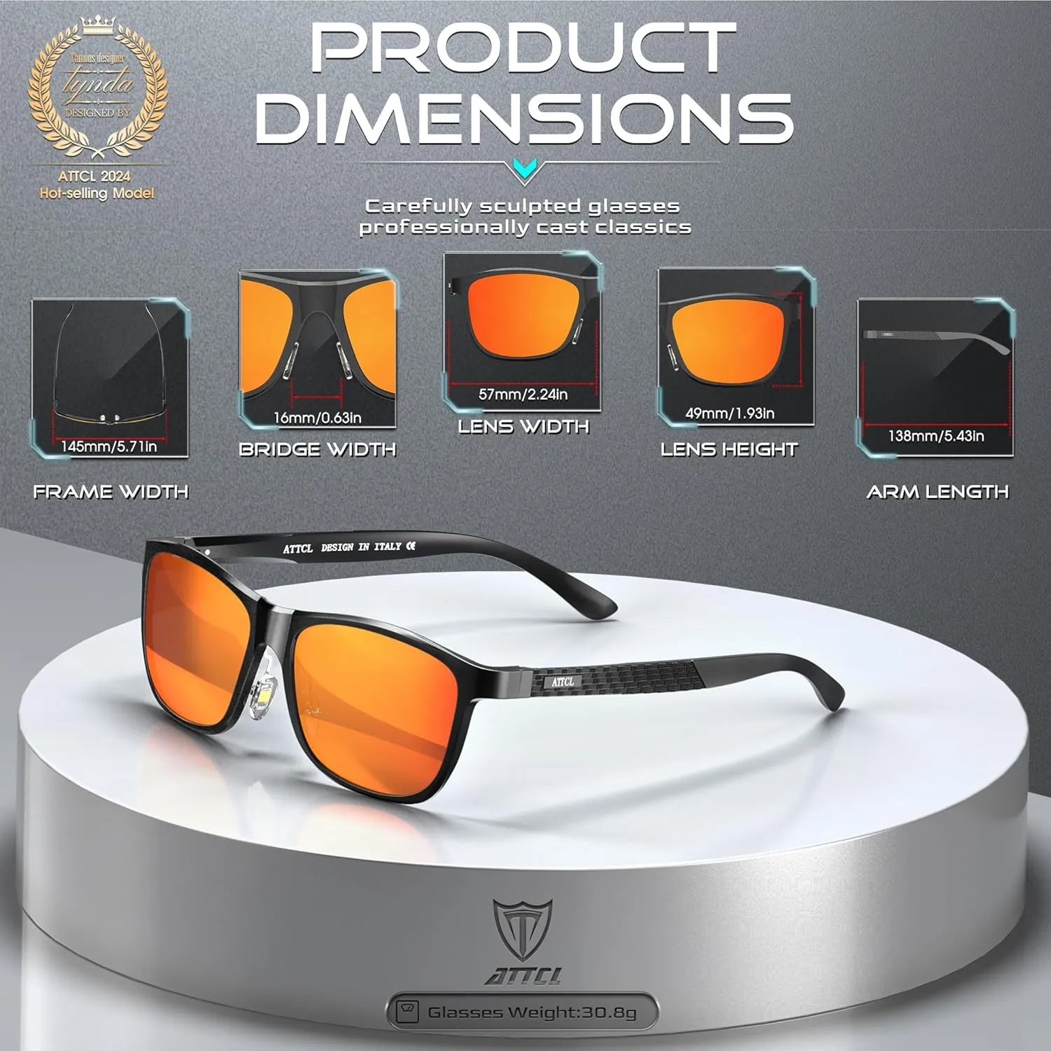 ATTCL Men's Retro Metal Frame Driving Polarized Sunglasses For Men Sun glasses
