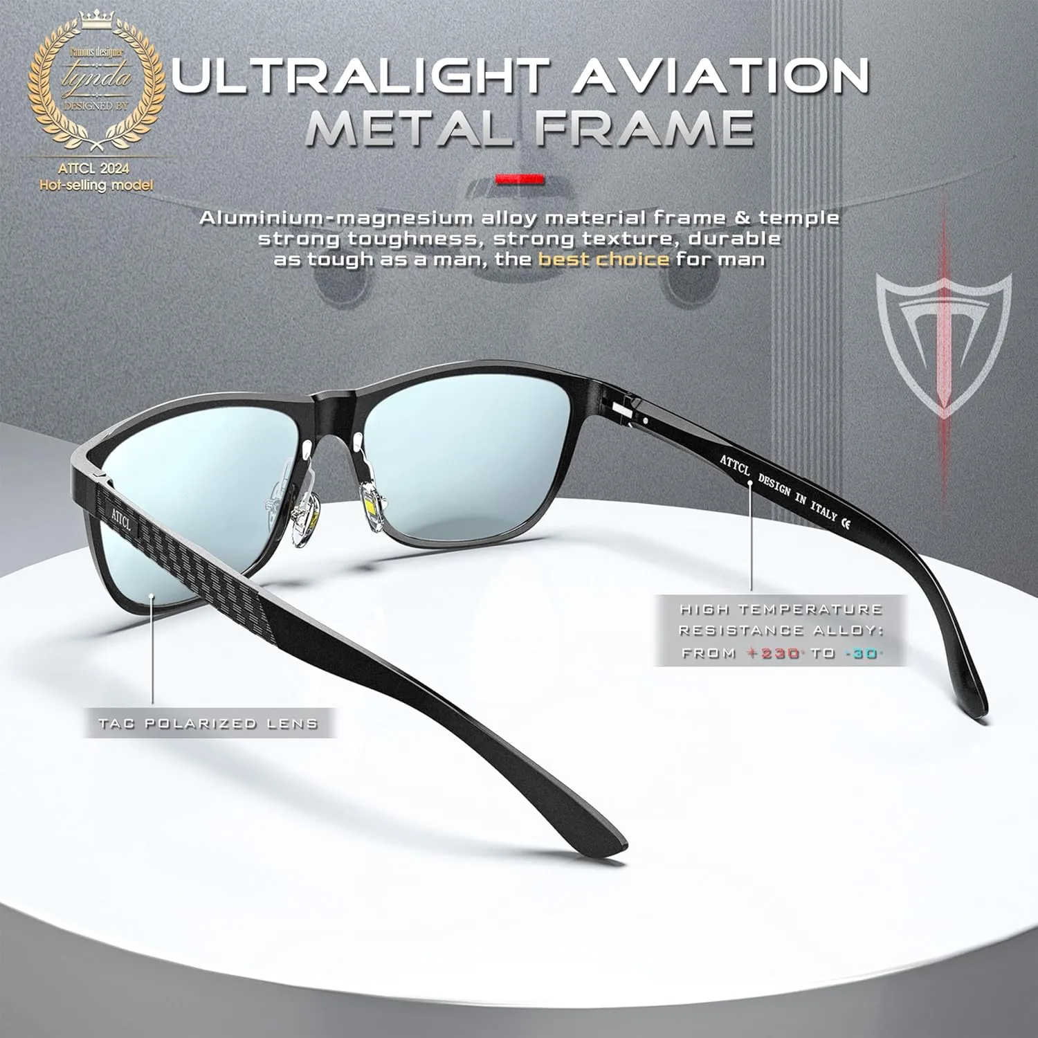 ATTCL Men's Retro Metal Frame Driving Polarized Sunglasses For Men Sun glasses