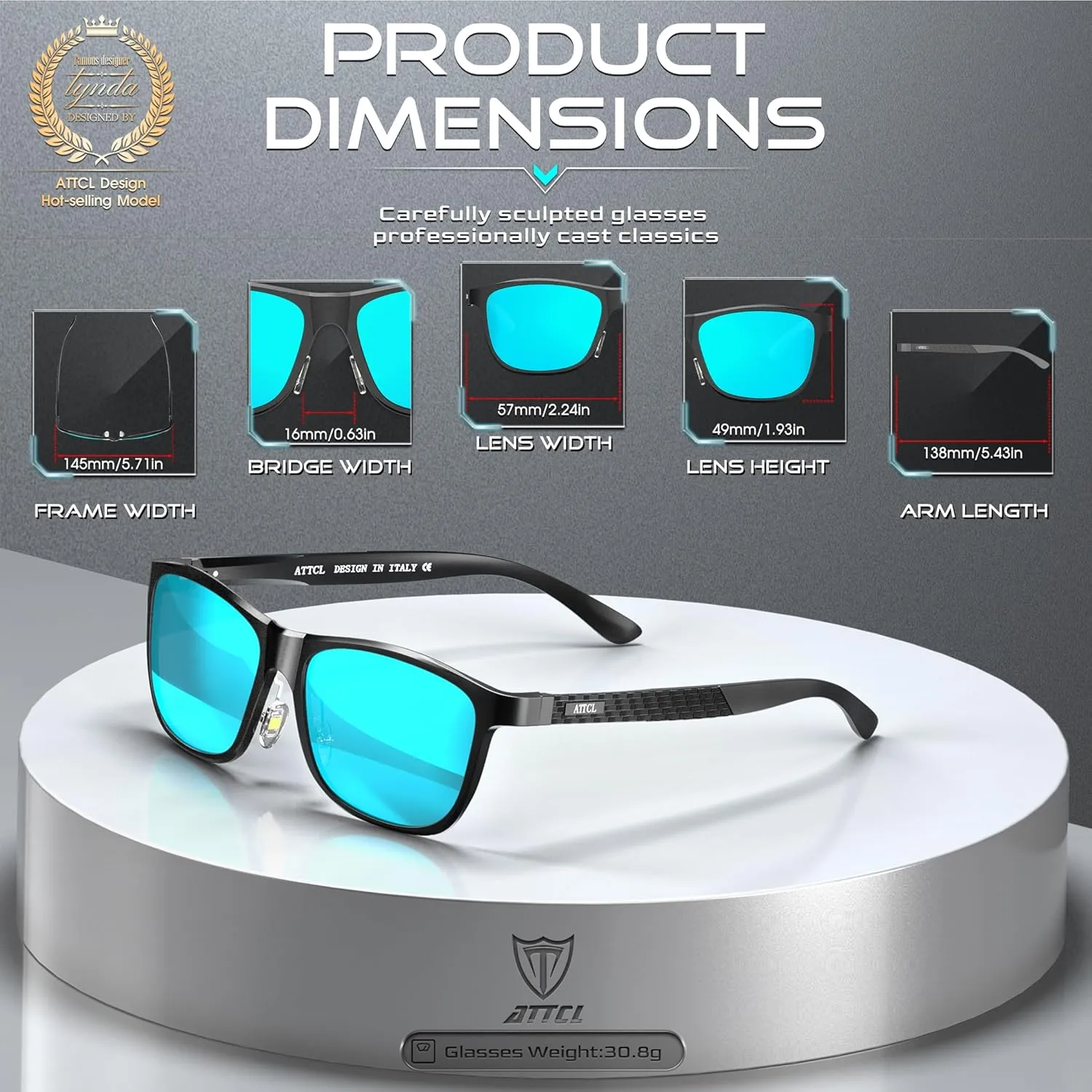 ATTCL Men's Retro Metal Frame Driving Polarized Sunglasses For Men Sun glasses