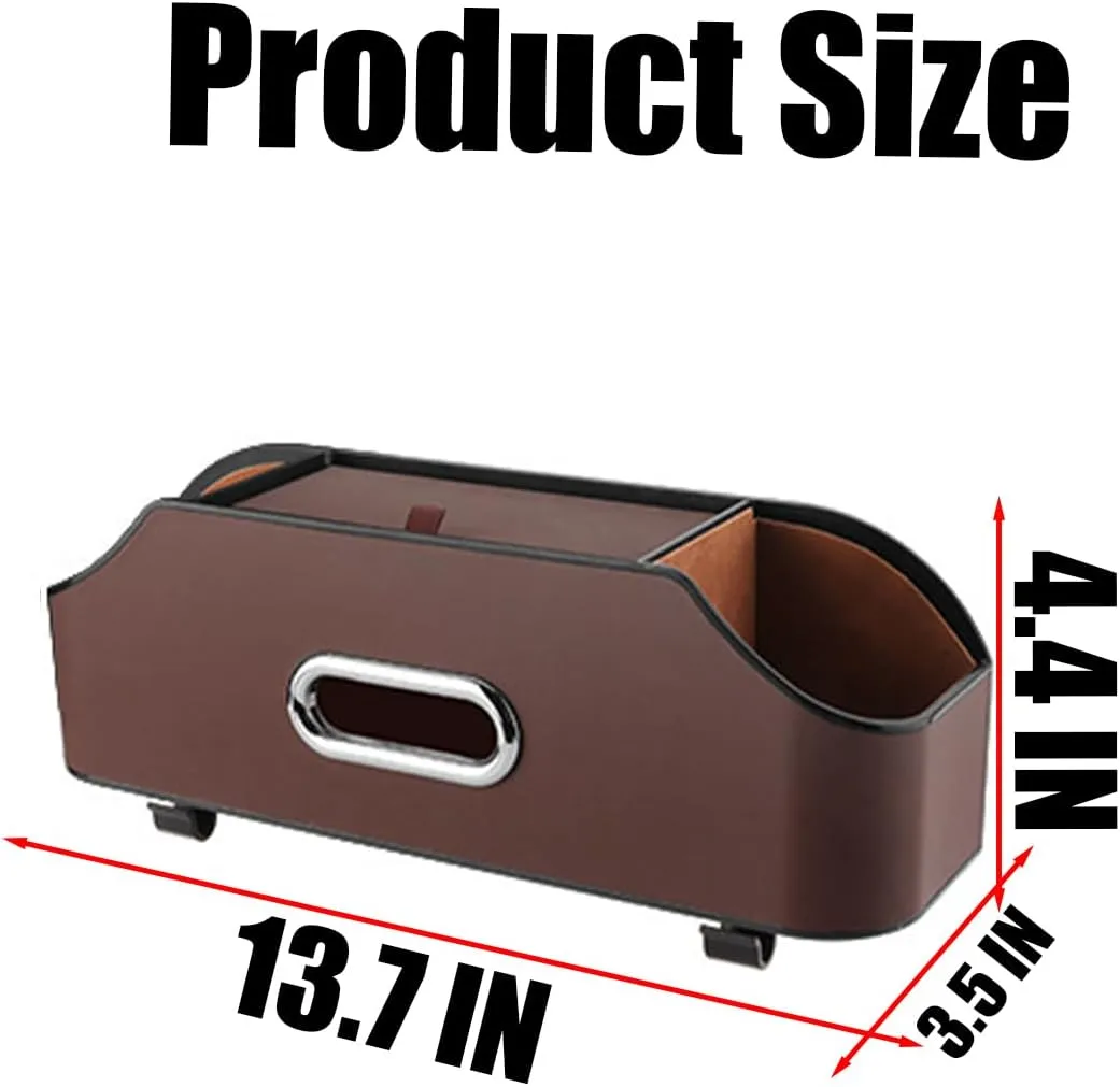 AUCELI Car Seat Back Organizer with Cup Holder and Tissue Box, Headrest Hanging Storage Box with Hooks and Phone Holder, Multi-Function Travel Tray for Kids, Road Trip Car Accessories