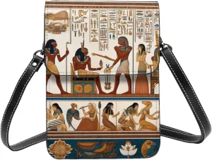 Augenstern Ancient-Retro-Egyptian-Pharaohs Microfiber Pu Leather Crossbody Phone Bag, Portable Shoulder Phone Wallet