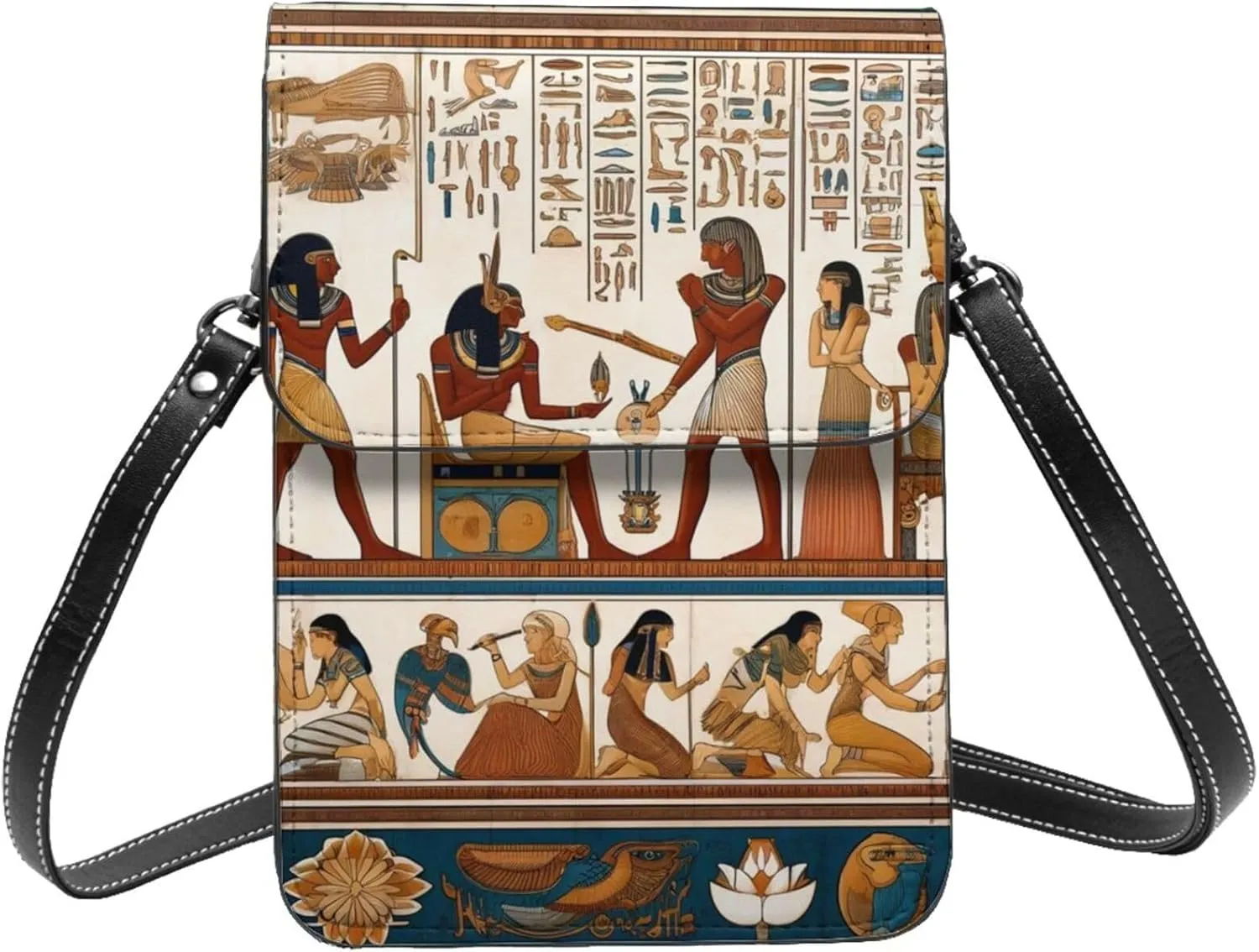 Augenstern Ancient-Retro-Egyptian-Pharaohs Microfiber Pu Leather Crossbody Phone Bag, Portable Shoulder Phone Wallet
