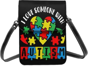 Autism Awareness Leather Crossbody Cell Phone Purse Small Wallet Bags Adjustable Phone Bag for Women