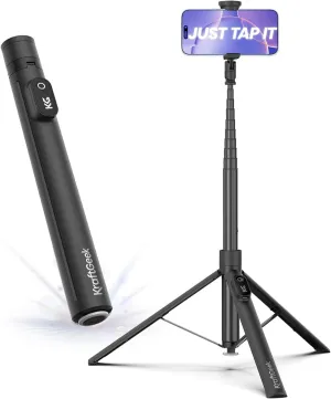 Automatic Tripod for iPhone, 66" Phone Tripod Selfie Stick for Cell Phone, Tripod Stand with Remote for Video Recording, Black