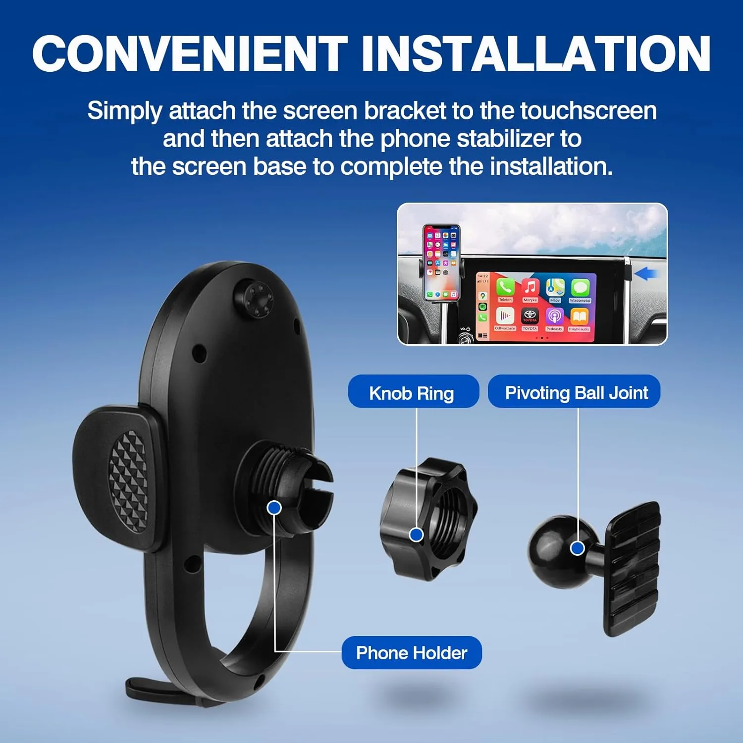 Autorder Car Phone Holder for 2023 2024 2025 Toyota RAV4 Accessories Phone Mount 8-Inch Screen Cell Car Automobile Cradles Hands-Free 360 Degree Rotation
