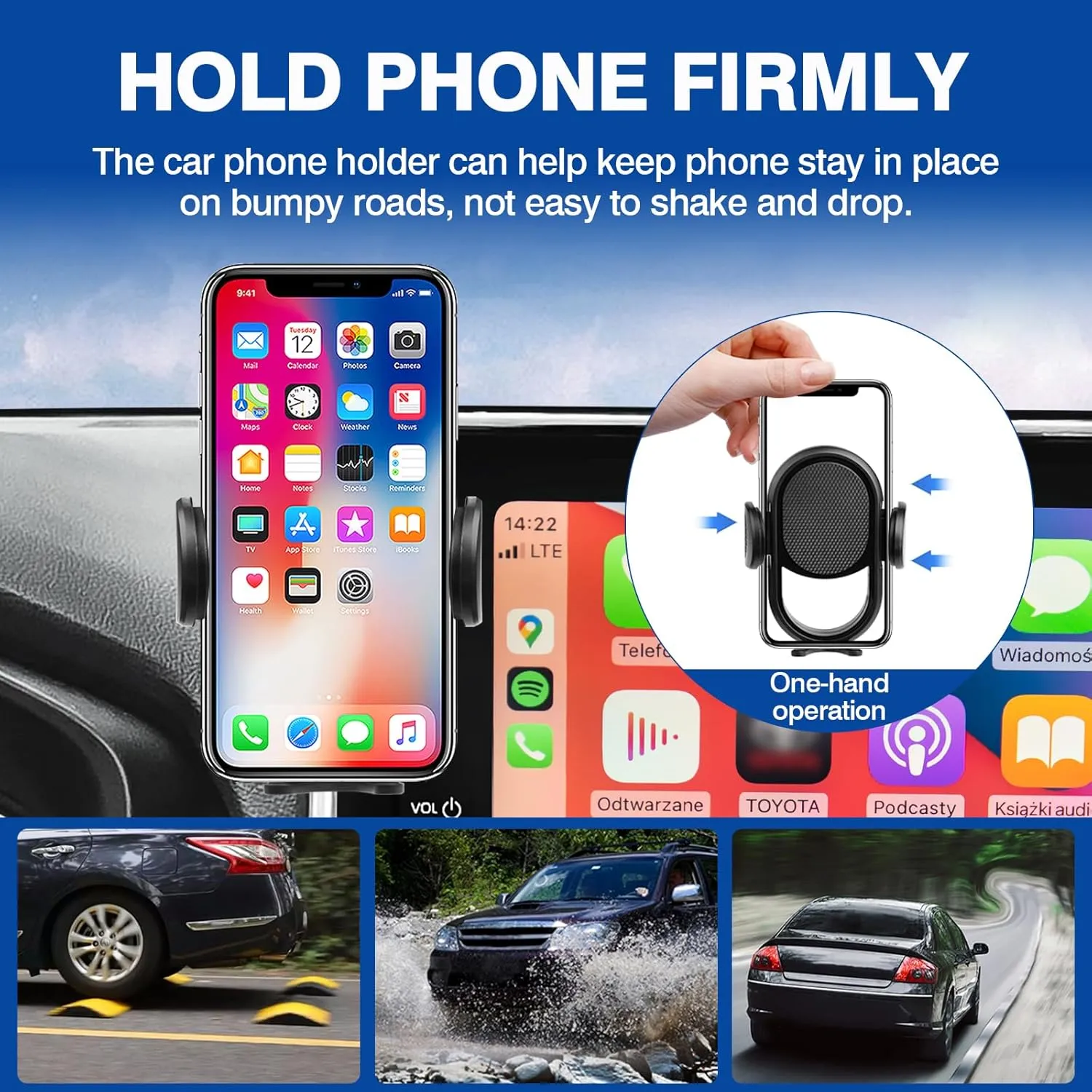 Autorder Car Phone Holder for 2023 2024 2025 Toyota RAV4 Accessories Phone Mount 8-Inch Screen Cell Car Automobile Cradles Hands-Free 360 Degree Rotation