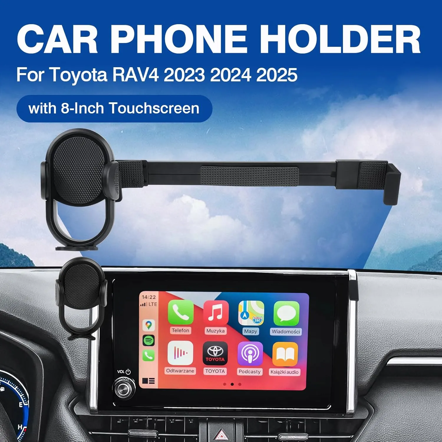 Autorder Car Phone Holder for 2023 2024 2025 Toyota RAV4 Accessories Phone Mount 8-Inch Screen Cell Car Automobile Cradles Hands-Free 360 Degree Rotation