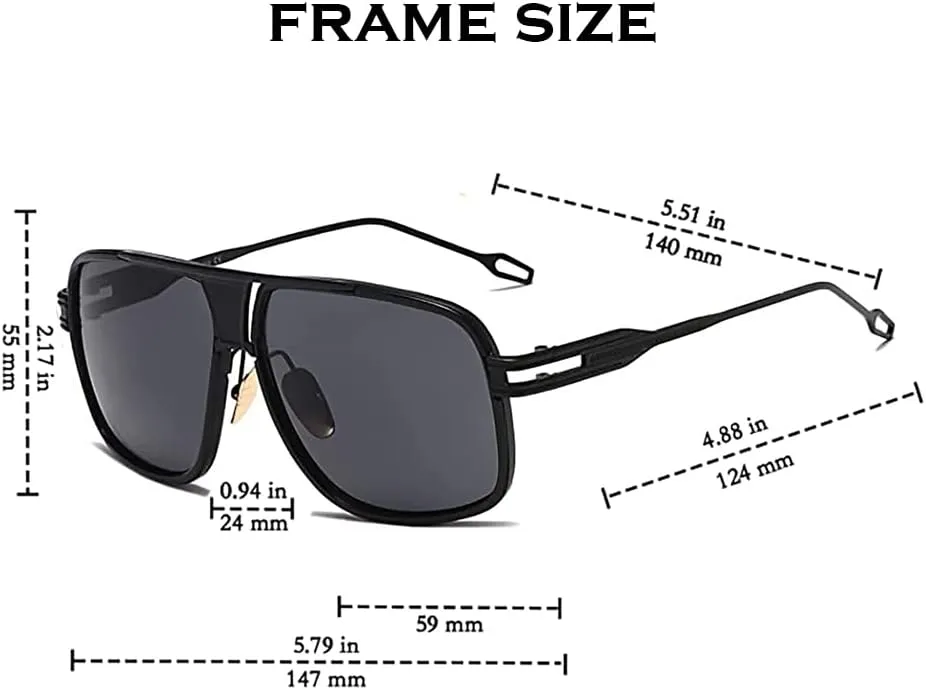 Aviator Sunglasses for Men 100% UV Protection Goggle Alloy Frame with Case