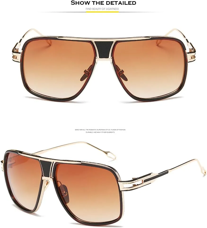 Aviator Sunglasses for Men 100% UV Protection Goggle Alloy Frame with Case