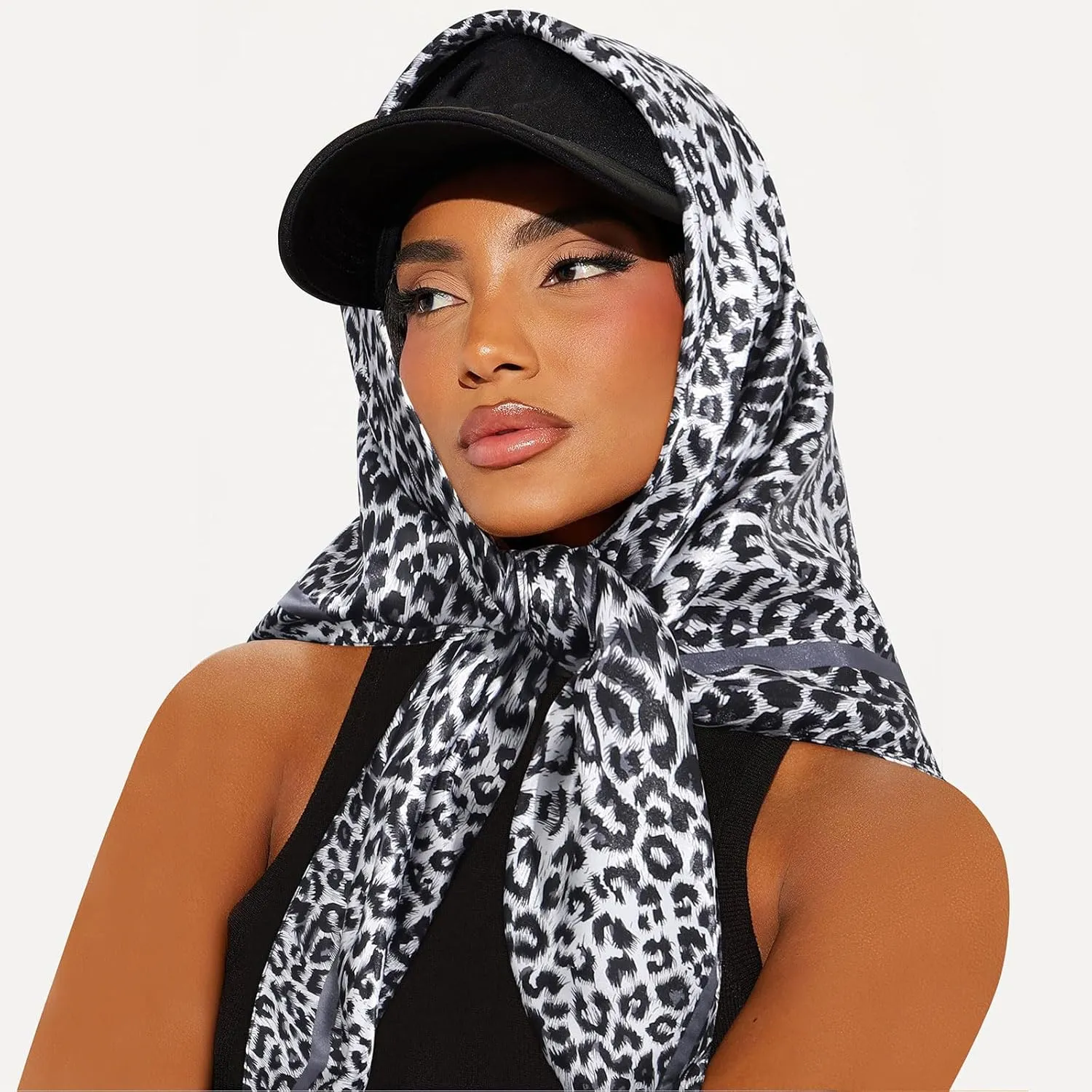AWAYTR 35” Satin Large Square Head Scarves - 4PCS Silk Like Neck Scarf Hair Sleeping Wraps Satin Silk Scarfs for Women