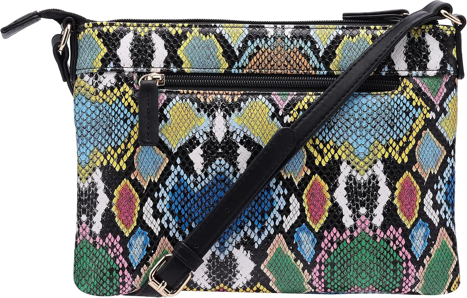 B BRENTANO Vegan Multi-Zipper Crossbody Handbag Purse with Tassel Accents
