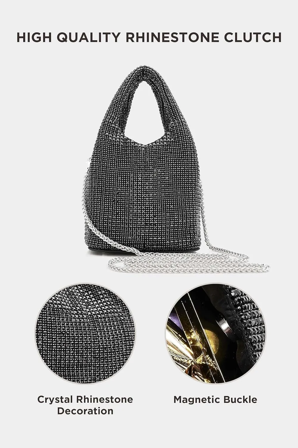 BABEYOND Clutch Purses for Women - Sparkly Evening Bags Glitter Rhinestone Portable Handbag for Party Prom Wedding