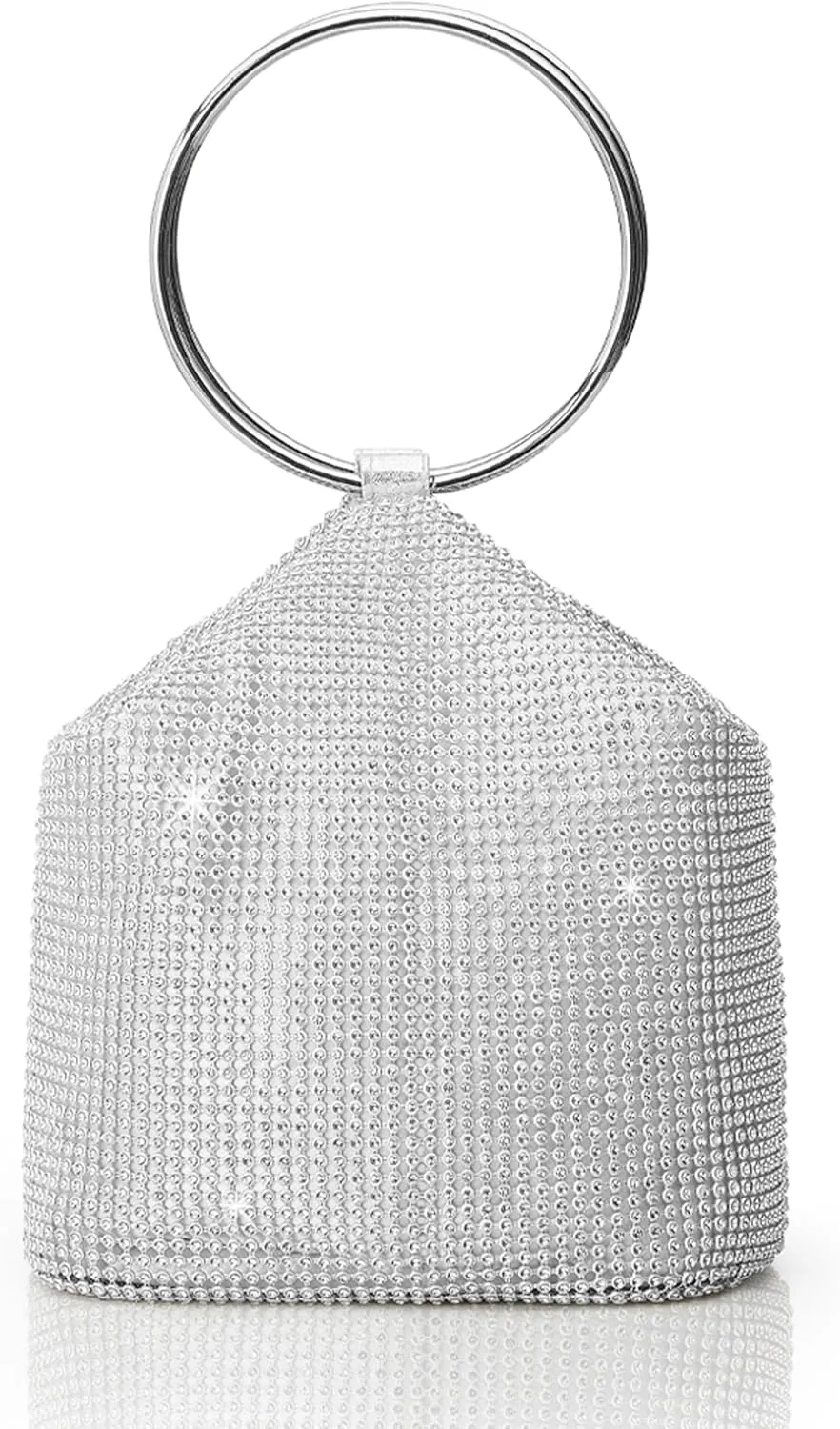 BABEYOND Women's Rhinestone Clutch Evening Bags Sparkly Glitter Round Handle Purse for 1920s Party Prom Wedding