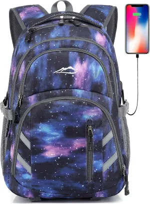 Backpack Bookbag for College Laptop Travel with USB Charging Port (Galaxy C)