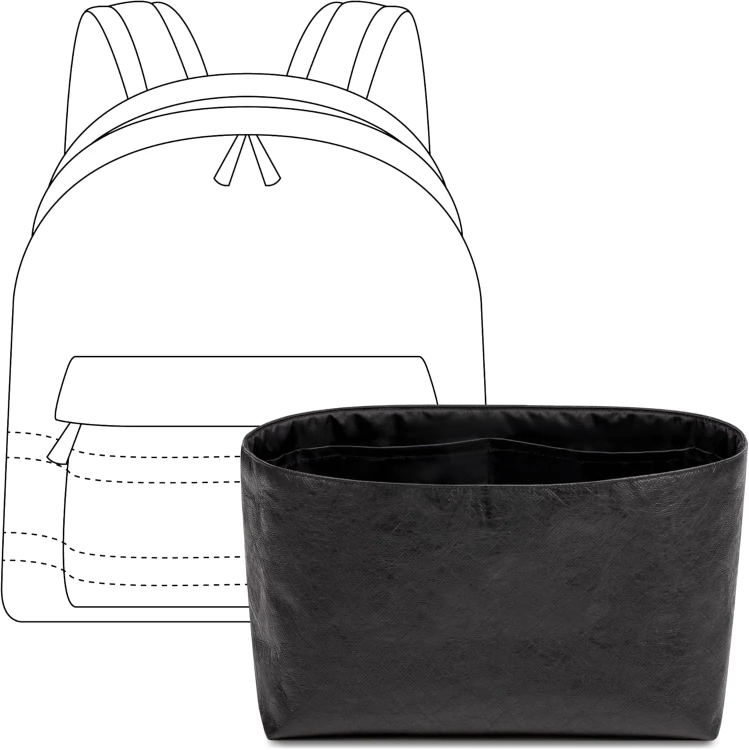 Backpack Organizer Insert for DiorTravel Backpack, Custom Fit Inside Premium Matte Black Lightweight WaterResistant Purse Insert with Cup Holder Accessories