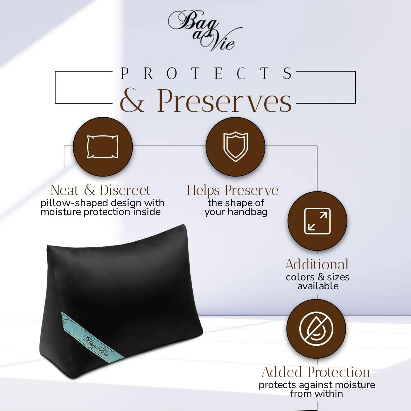 Bag-a-Vie Purse Shaper Pillow Insert - Black Luxury Handbag Shaper for Women's Purses - Custom Pillow Accessories for Kelly 28