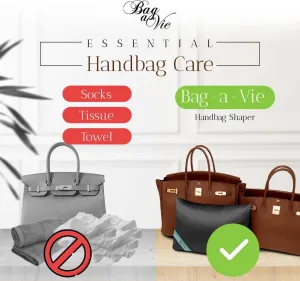 Bag-a-Vie Purse Shaper Pillow Insert - Black - Luxury Handbag Shaper Insert for Women's Purses - Handbag Custom Pillow Purse Accessories for Birkin 30