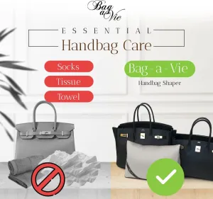 Bag-a-Vie Purse Shaper Pillow Insert - Herringbone - Luxury Handbag Shaper Insert for Women's Purses - Handbag Custom Pillow Purse Accessories for Birkin 30