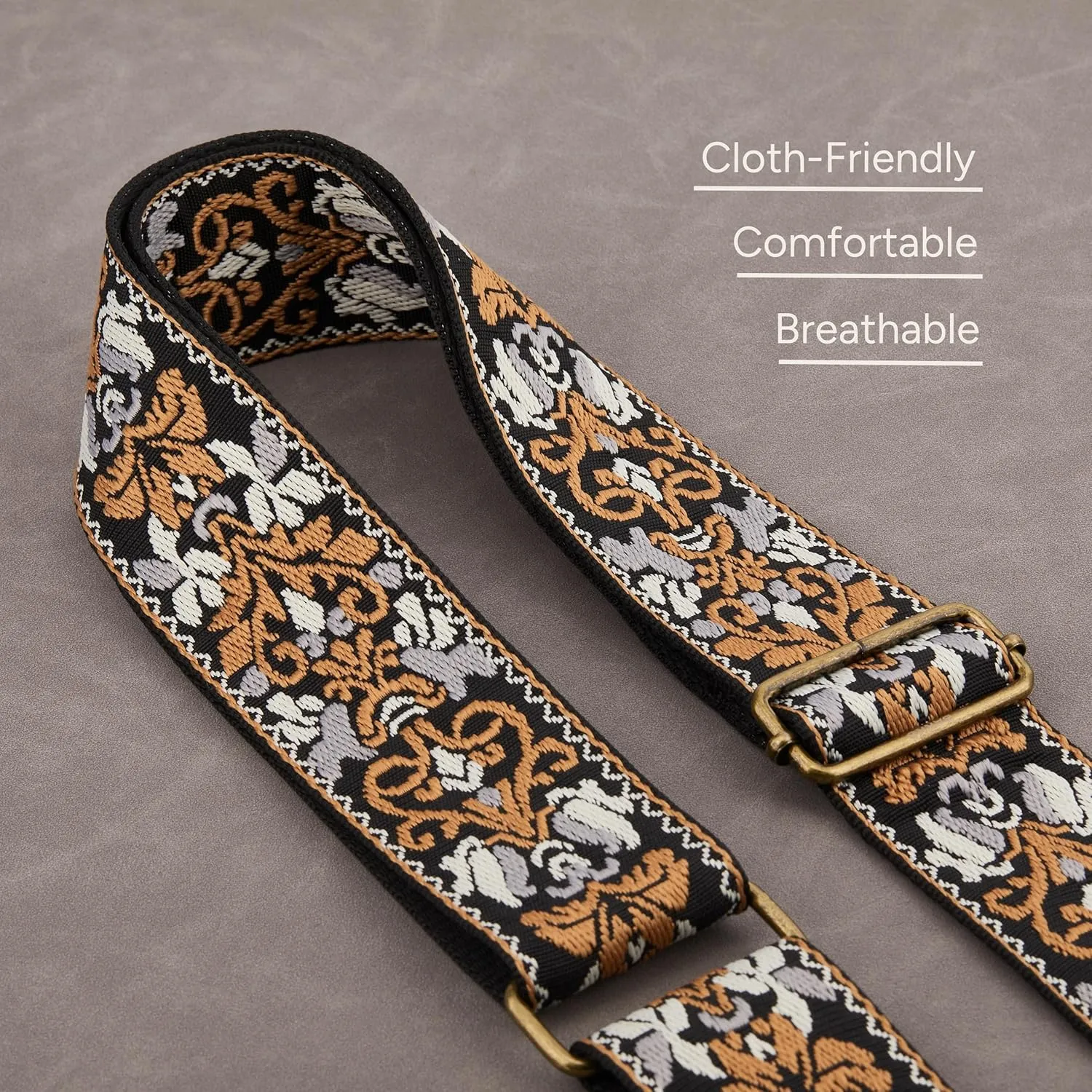 BAKKO Crossbody Strap Full Grain Leather Ends Brass Metal Hardware 2" Wide Replacement Shoulder Strap