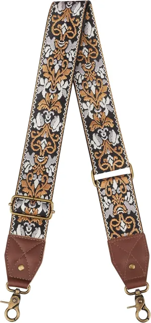 BAKKO Crossbody Strap Full Grain Leather Ends Brass Metal Hardware 2" Wide Replacement Shoulder Strap