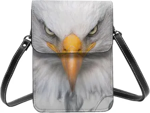 Bald Eagle In The Mist Leather Portable Mobile Phone Bag Wallet, Fashion Women'S Flap Phone Protection Crossbody Bag