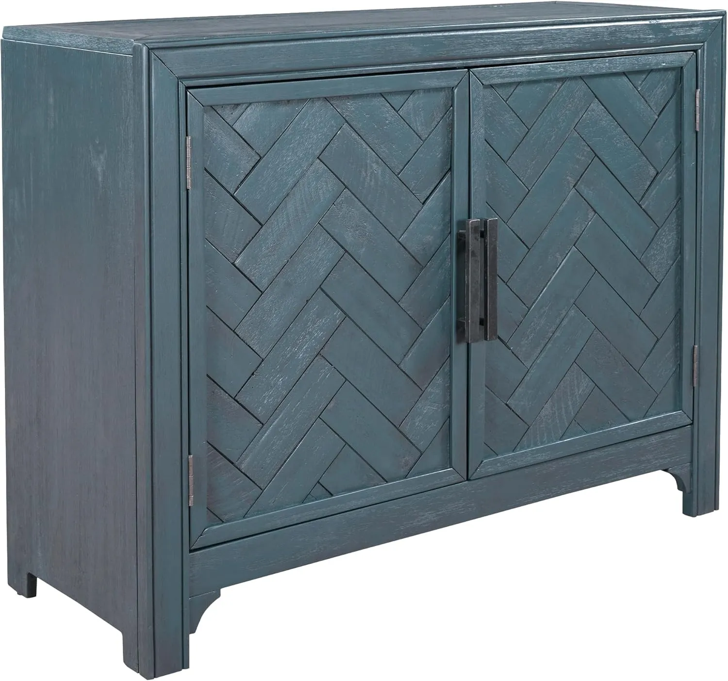 Ball & Cast 40" Farmhouse 2-Doors Storage Sideboard Buffet Cabinet w/Adjustable Shelves & Pattern Door, Wood Decorative Coffee Accent Cabinet Console Table for Entryway Kitchen Dining, Antique Blue