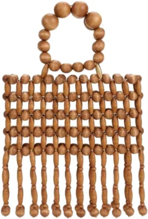 Bamboo Clutch Purse for Women Straw Evening Handbags Wooden Bead Summer Beach Bag Tassel Woven Straw Bag Vacation Wedding