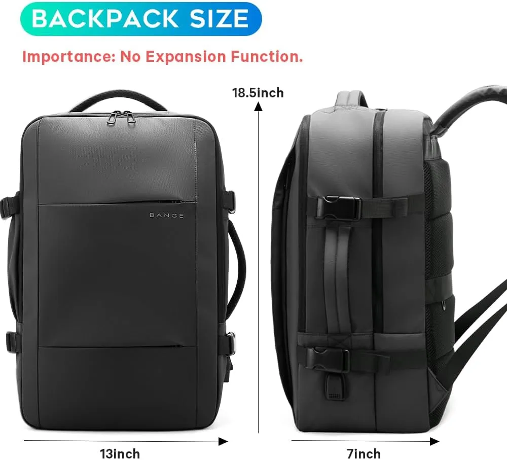 BANGE Carry On Backpack,17-inch Travel Laptop Backpack,Waterproof Weekender Backpacks, Flight Approved Back Pack for Men and Women