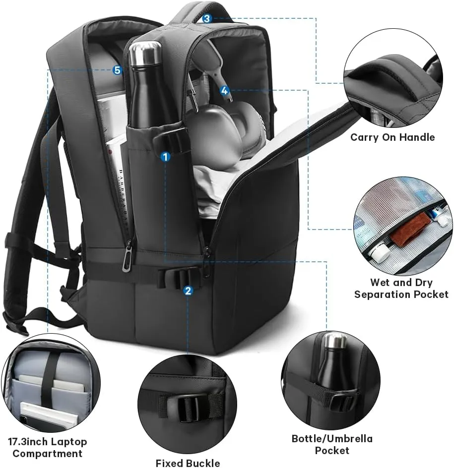 BANGE Carry On Backpack,17-inch Travel Laptop Backpack,Waterproof Weekender Backpacks, Flight Approved Back Pack for Men and Women