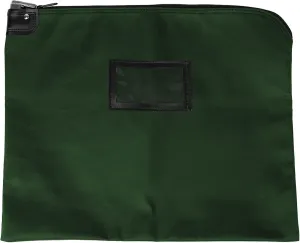 BankSupplies HIPAA Locking Courier Bags - Forest Green - 19W x 15H - Durable Laminated Nylon Fabric - Metal Pop Up Lock - For Money, Coins, Currency, Checks, & Documents