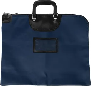 BankSupplies HIPAA Locking Courier Bags with Handles | Navy Blue | 19W x 15H | Durable Laminated Nylon Fabric | Metal Pop Up Lock | for Money, Coins, Currency, Checks & Documents