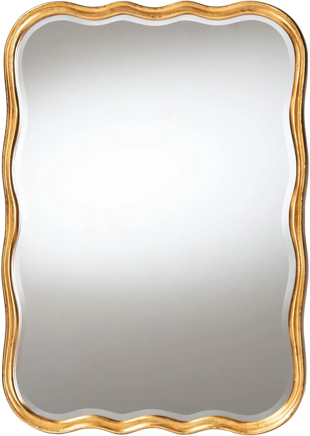 Baxton Studio Fredrika Scalloped Wood Wall Mirror, Antique Goldleaf