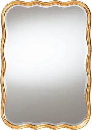 Baxton Studio Fredrika Scalloped Wood Wall Mirror, Antique Goldleaf