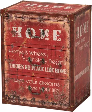 Baxton Studio Lorand Storage Trunk, 3-Drawer, Red