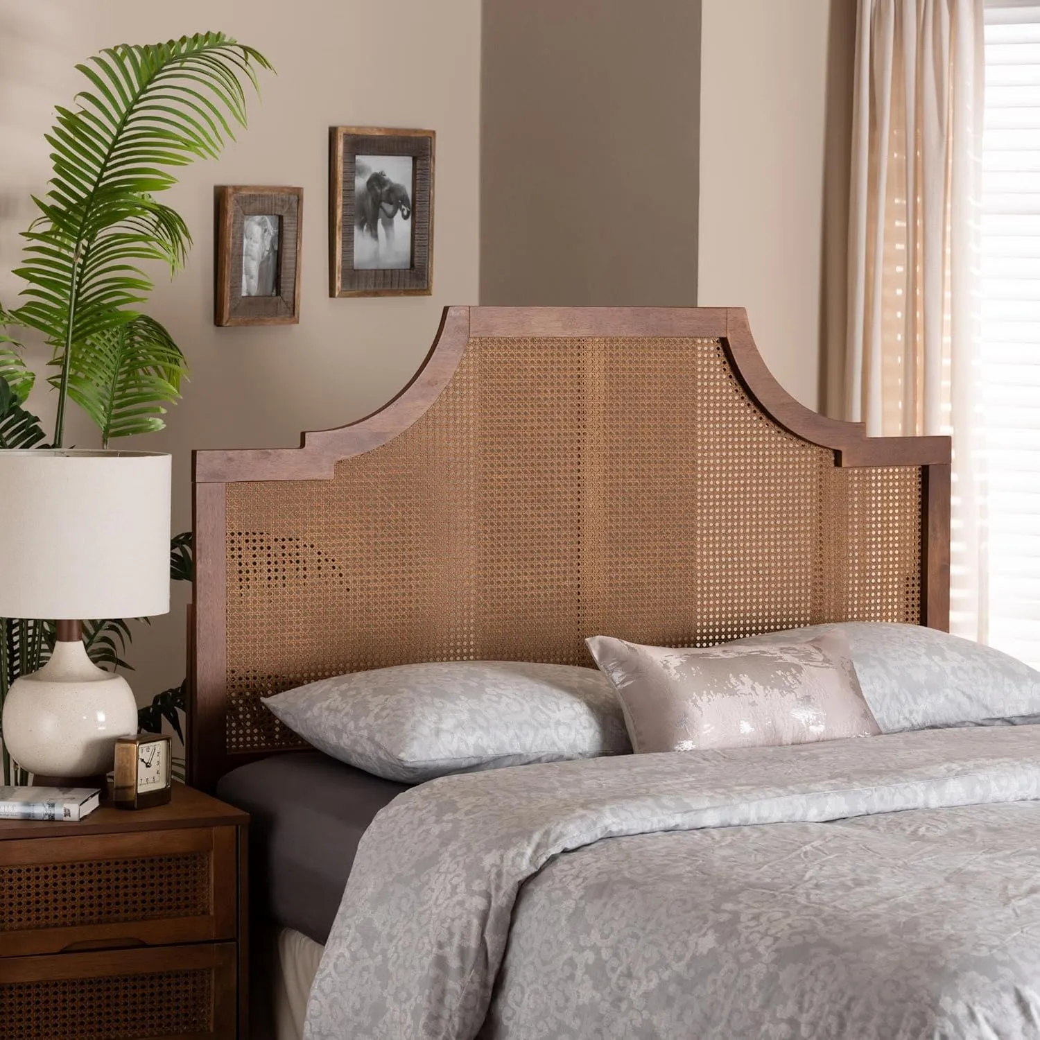 Baxton Studio Mid-Century Headboard, Queen, Walnut Brown