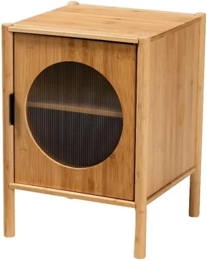 Baxton Studio Naresh Natural Brown Bamboo Wood 1-Door End Table